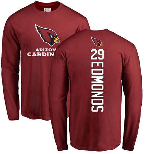 Arizona Cardinals Men Maroon Chase Edmonds Backer NFL Football #29 Long Sleeve T Shirt->nfl t-shirts->Sports Accessory